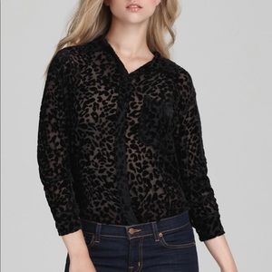 Equipment Women Black Burnout Velvet Leopard Top